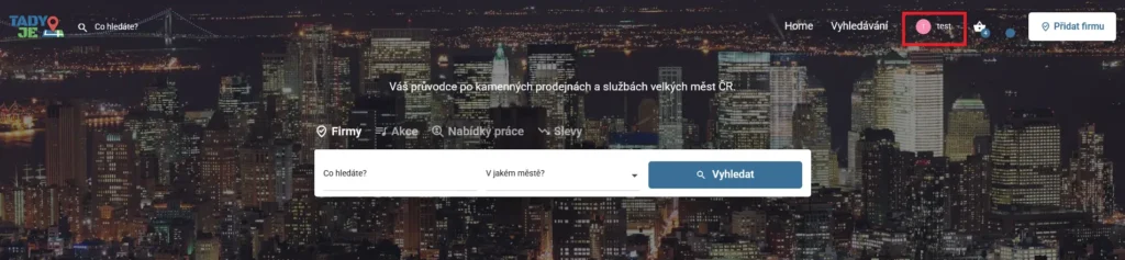 přístup do uživatelského účtu